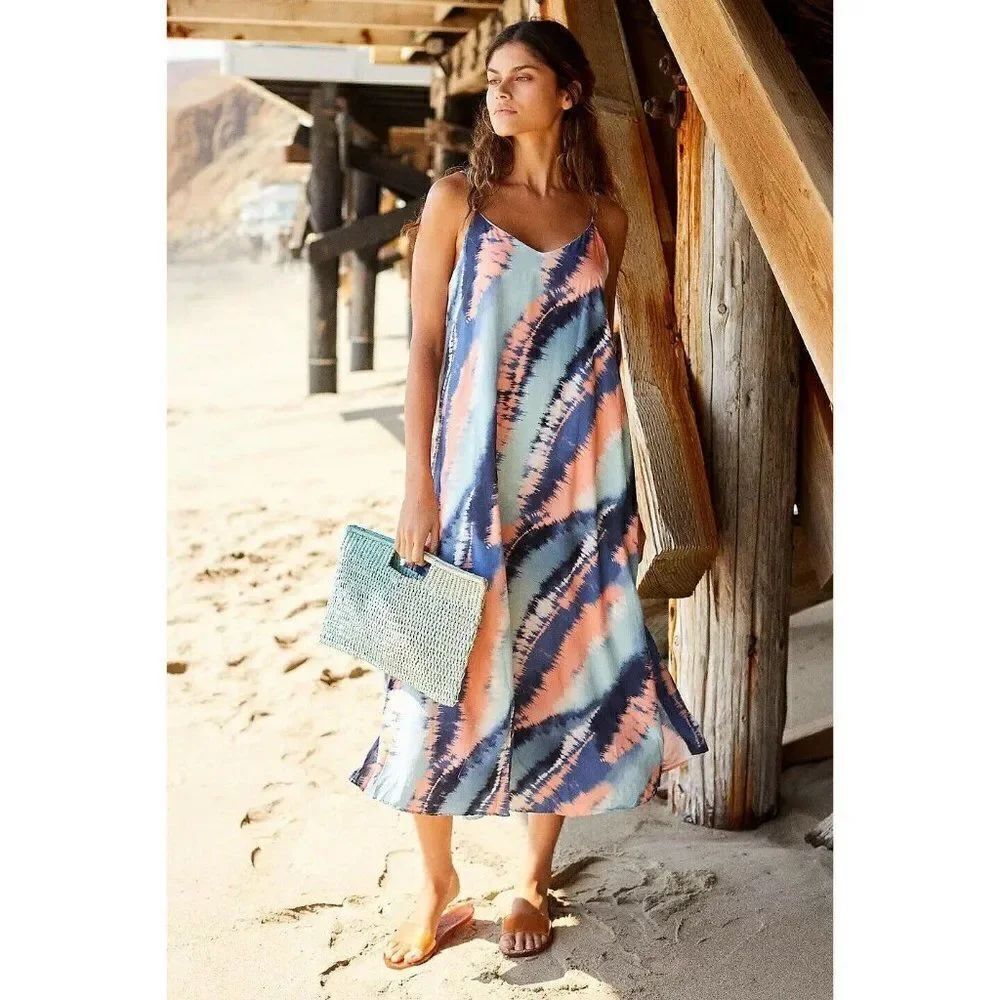 NEW ANTHROPOLOGIE Sz S MALAI TIE DYE COVER UP MIDI DRESS